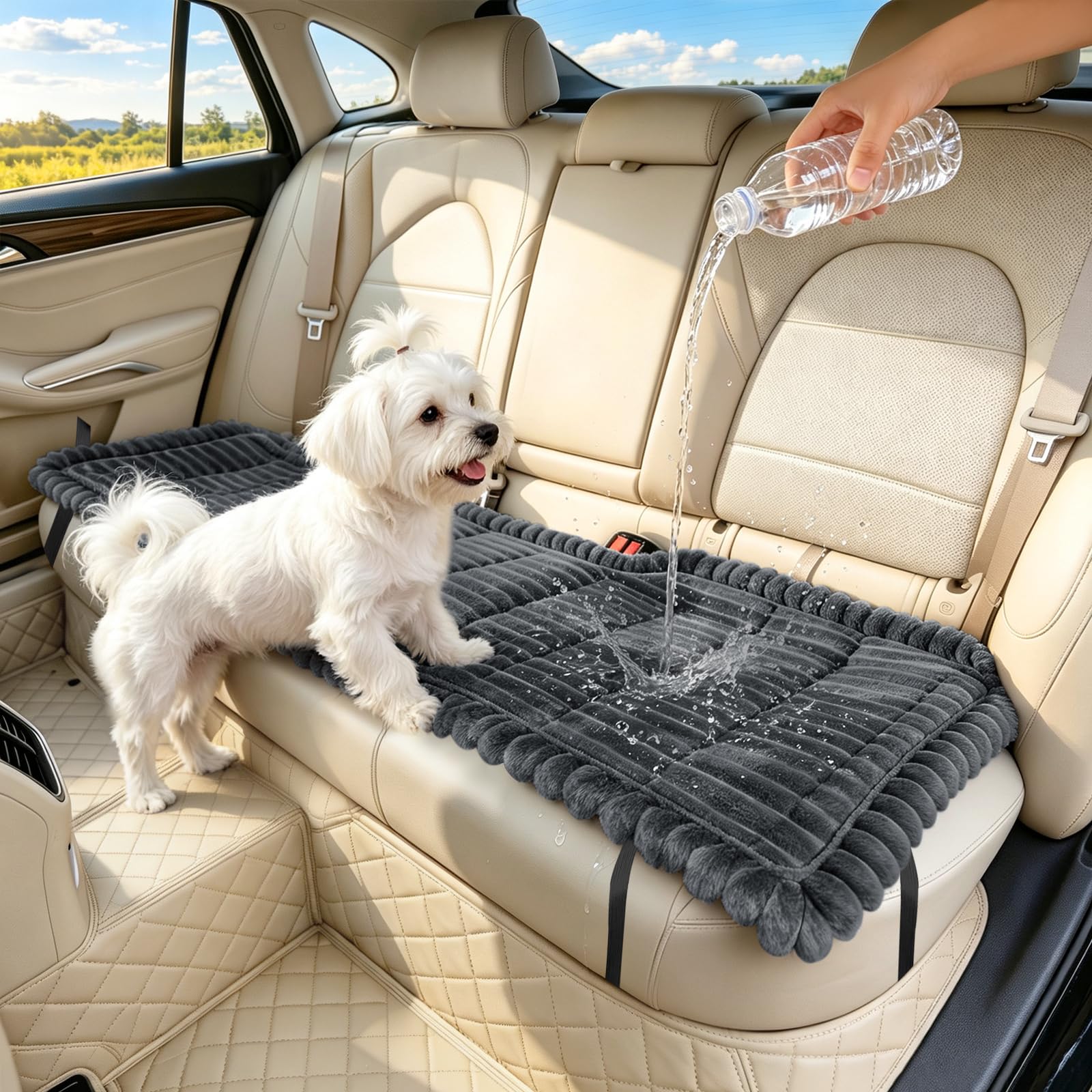 SYLC Dog Bed for Car Back Seat, Non-Slip Car Seat Cushion Cover Waterproof