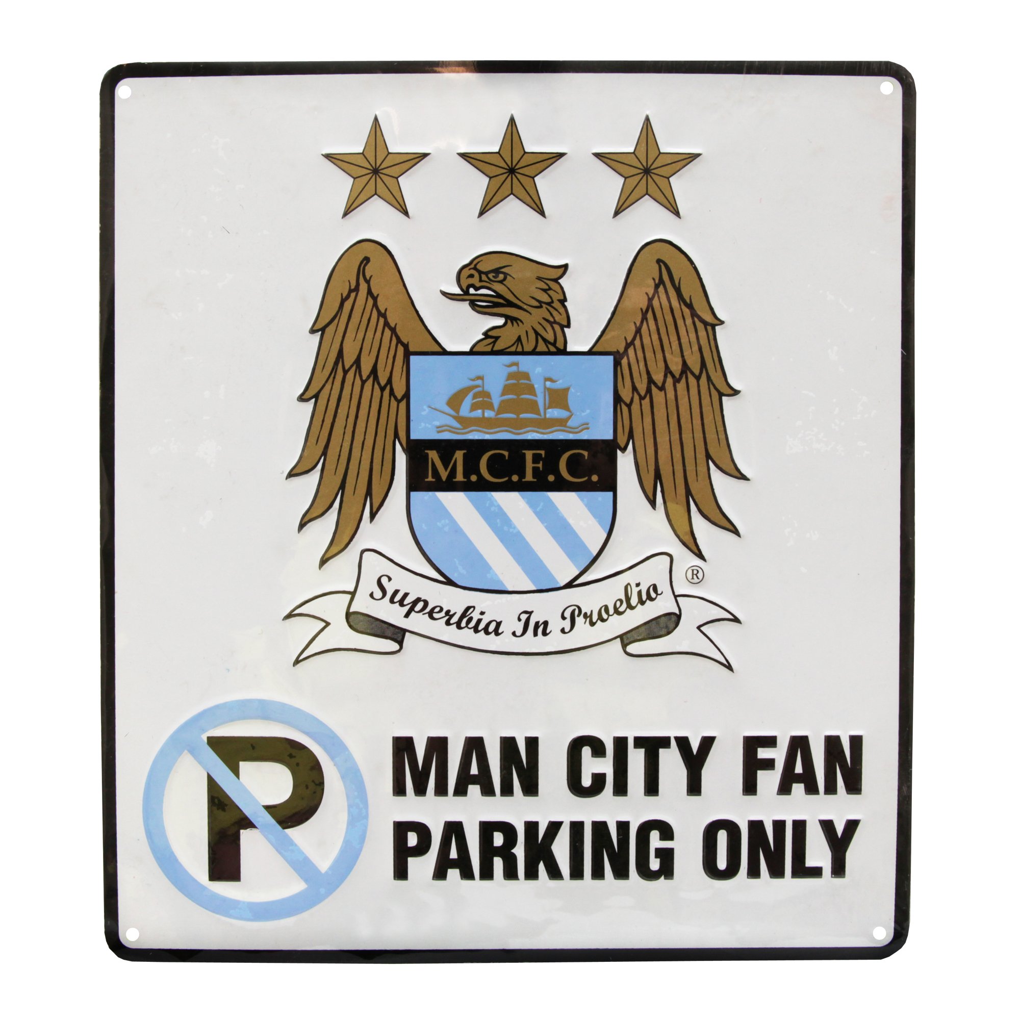 Manchester City FC Official No Parking Metal Sign (One Size) (White)