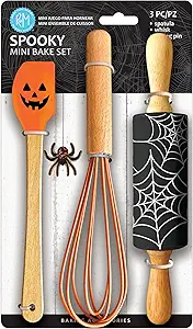 Spooky Halloween Mini Bake Set. Includes mini-Spatula, Whisk and Rolling Pin. Fall Fun Baking Set.