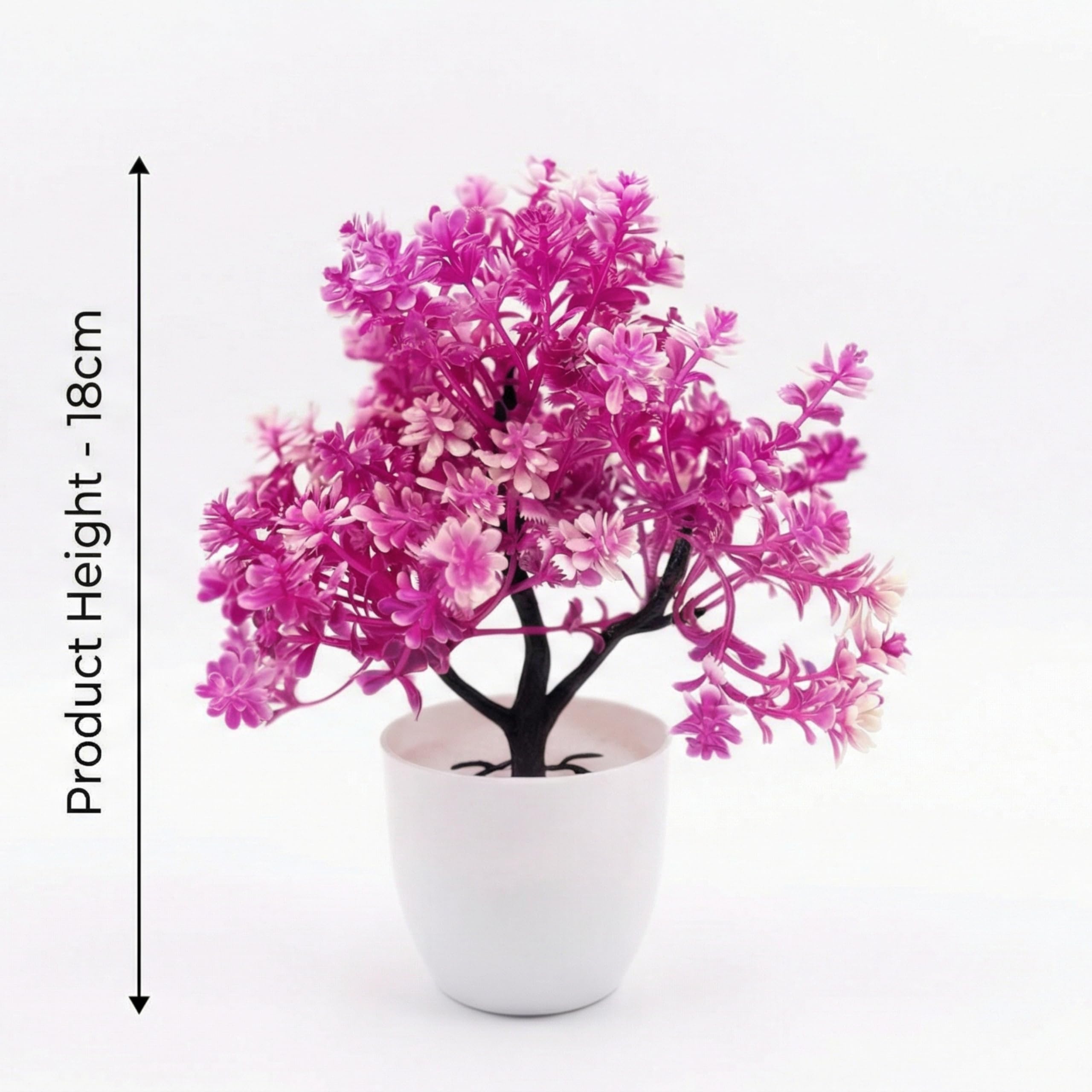 Dekorly Artificial Flower Plants Set of 6 with Pots | Vibrant Color Faux Flower Bonsai for Home Office Table Desk Shelf Decoration (Height : 18CM, Round Pot, Multi-B) 2
