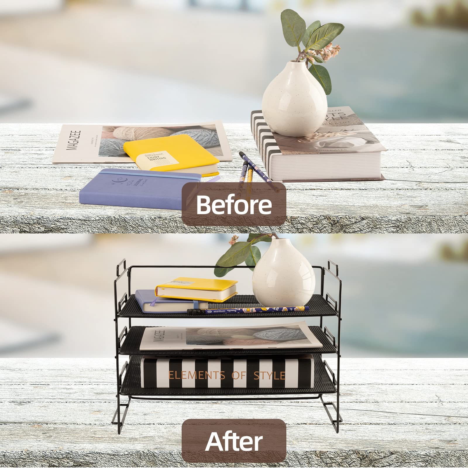 Vassoio Organizzatore 3 Livelli Per Scrivania - Portadocumenti A4 Impilabile - Foto 9