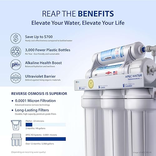 Miniatura 7 de APEC Water Systems ROES-PHUV75 Essence Series Esterilizador UV mineral alcalino y ultravioleta de 75 GPD 7 etapas ultra seguro sistema de filtro de
