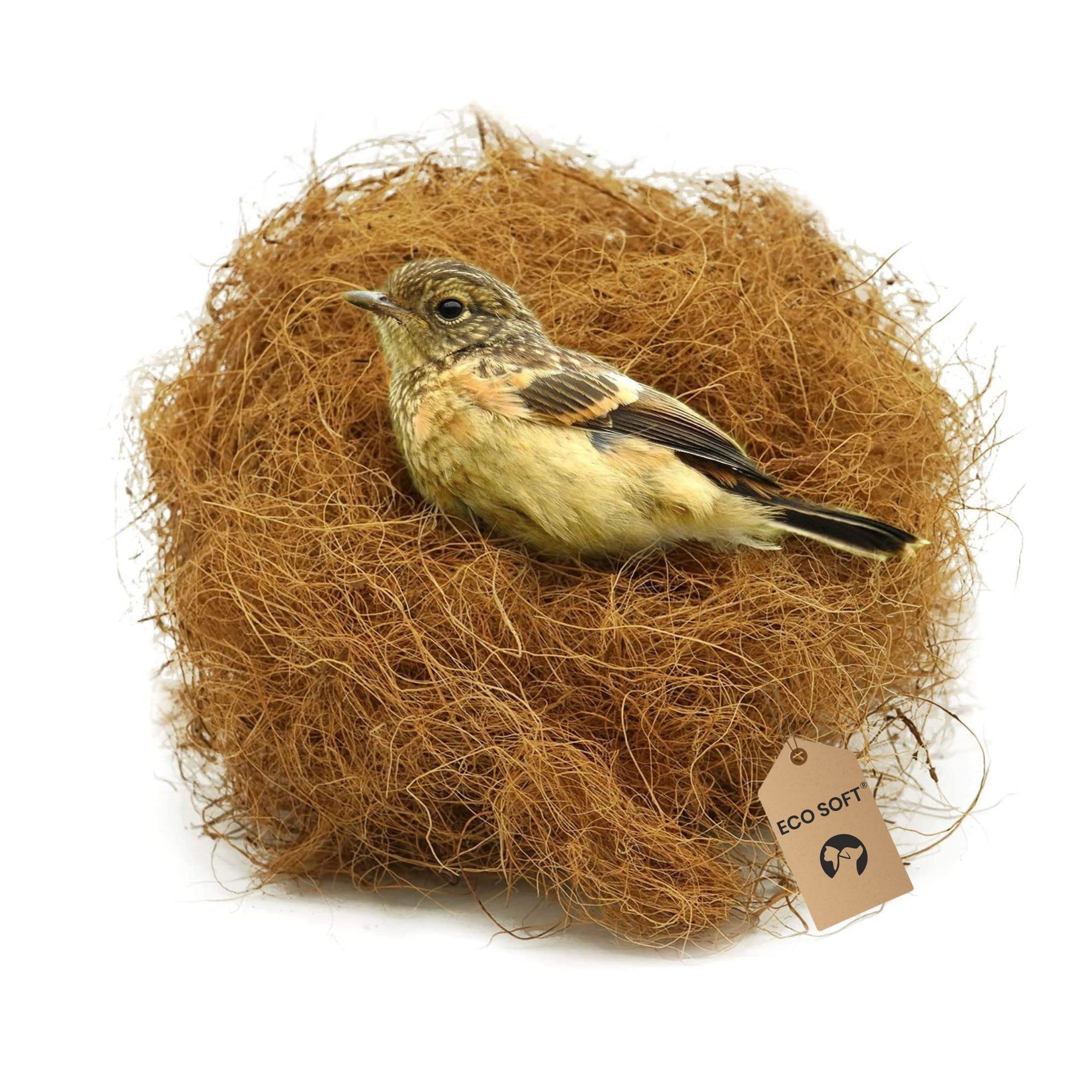 ECO SOFT Natural Coconut Fiber Nesting Material For All Birds And Small Animals Sufficient For 4 Bird Nests(Nest Fiber(250 Gm))
