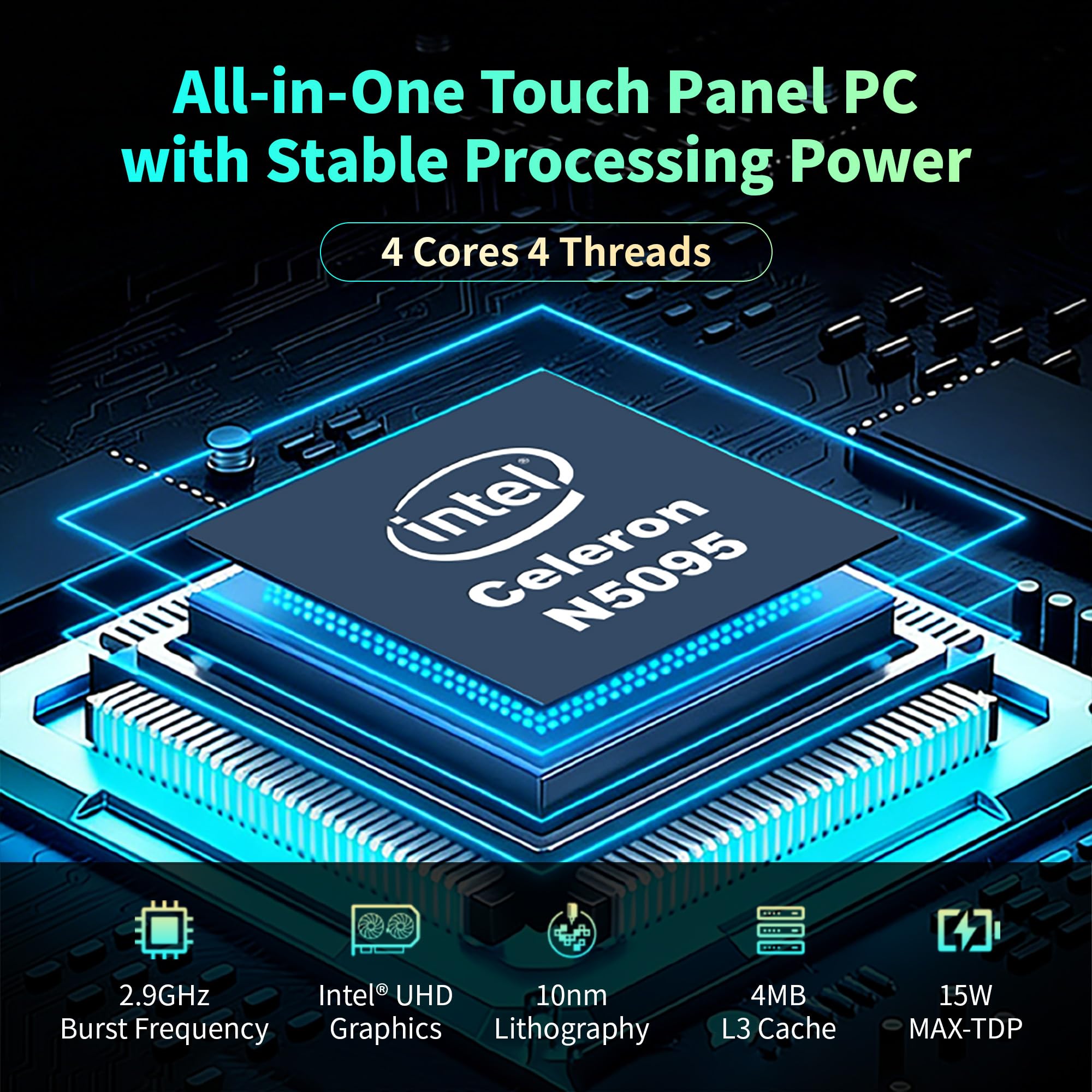 Industrial Pannello PC Win11 Pro Industrial Touch PC, 15,6" Schermo Tattile Tablet Panel All-in-One con Fotocamera Integrata 5MP, N5095 8GB RAM 128GB ROM, 1920 * 1080, Tipo C, HDMI, USB3,0