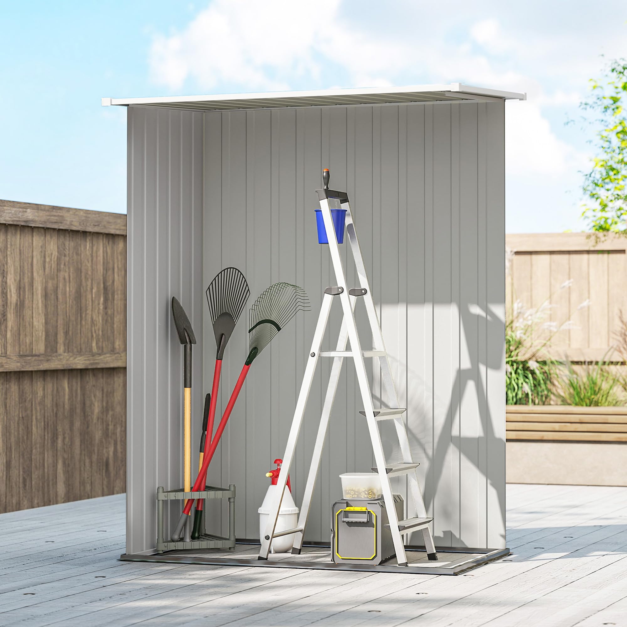 Outsunny Casetta da Giardino 1.07m² Acciaio Zincato Porta Attrezzi 142x86x189 cm Verde Chiaro
