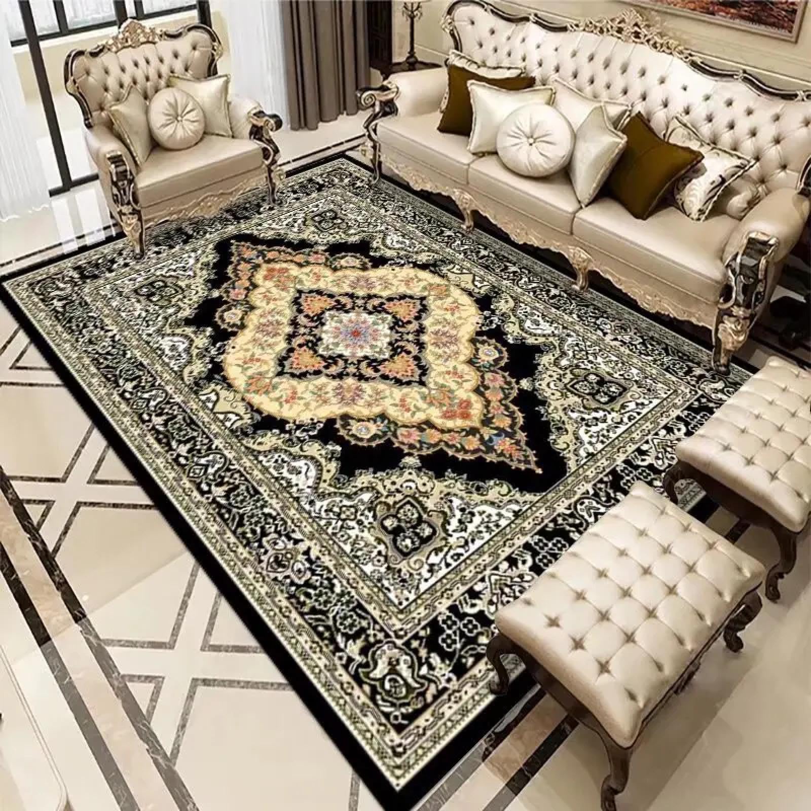 Tapis de salon grande taille lavable résistant aux taches flanelle 140x200