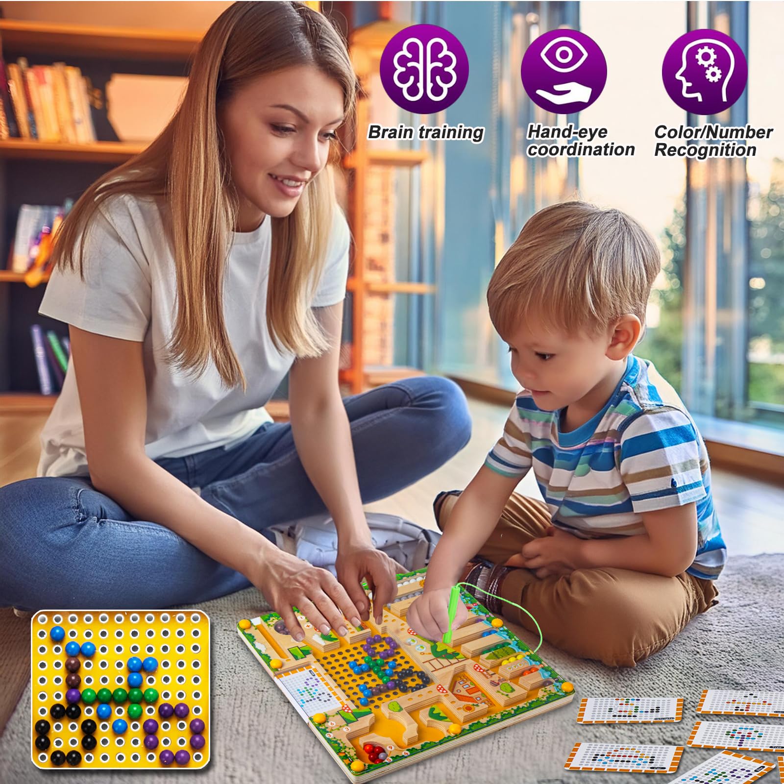 Giochi Bambini 2 3 4 Anni 3 In 1 Educativi Giochi Montessori 2 3 4 5 Anni Labirinto di Legno Colorate Palline Giochi Magnetici per Bambini 2 3 4 Anni Giocattoli Natale Regalo Bambini 2 3 4 5 Anni