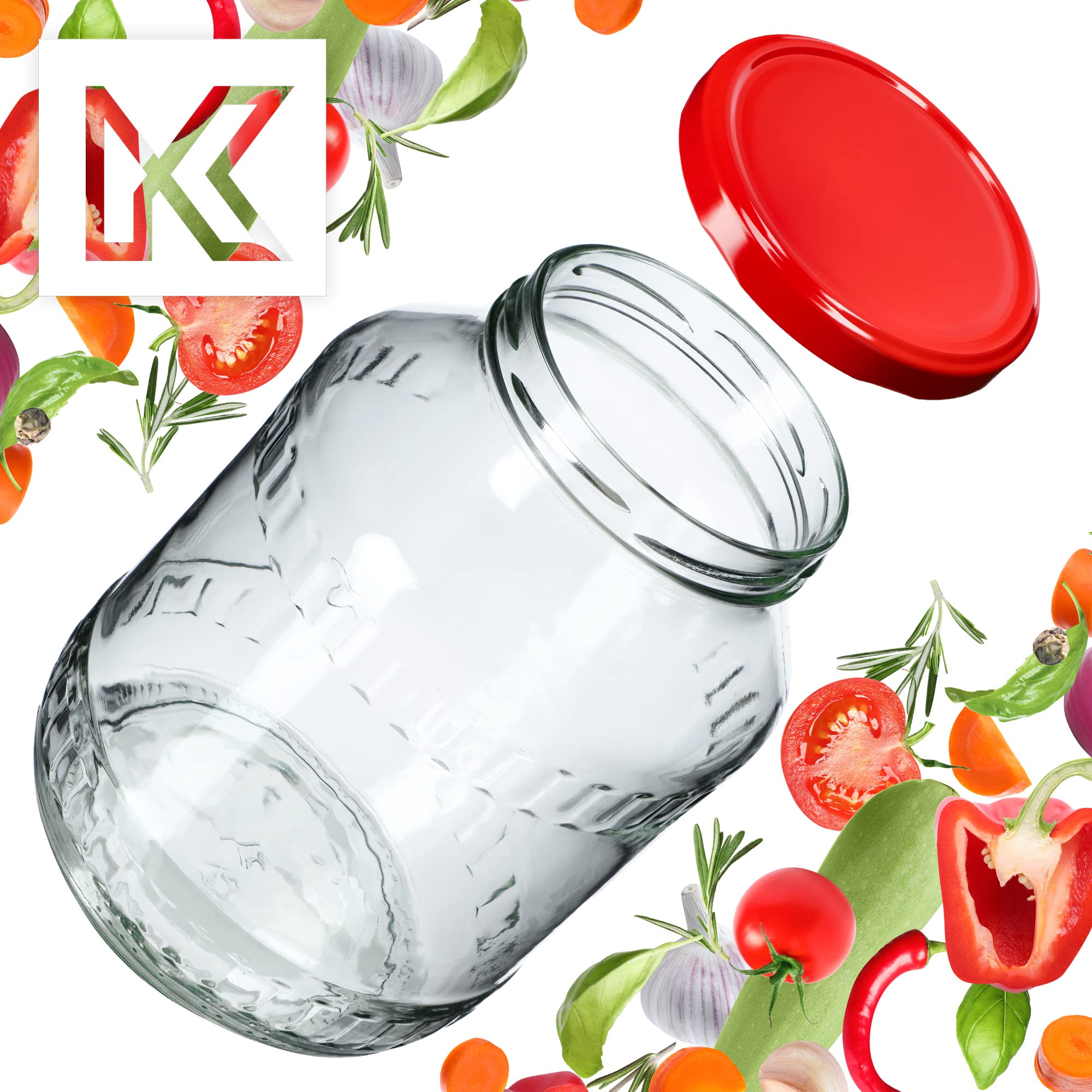 KADAX lot de 4 bocaux de conservation 2,5 l avec couvercle à visser - couvercle TwistOff en métal - pour bocal conservation - fermeture à visser hermétique