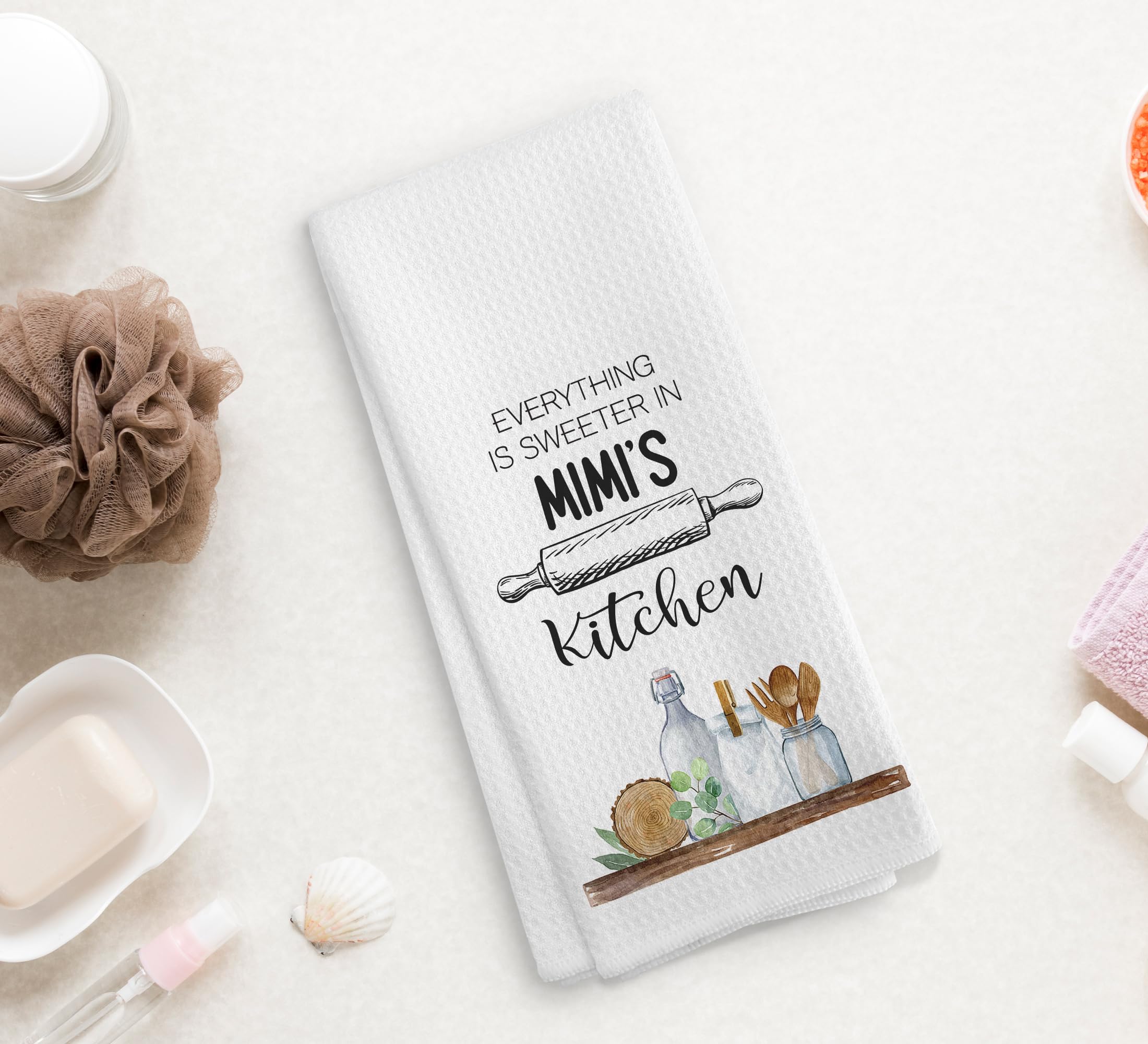 Mimi's Kitchen Towels and Dishcloths, Mimi Gifts Gift for Grandma from Grandkids, Mimi Gifts for Mothers Day Christmas Birthday, Mimi Drying Cloth Hand Towels Tea Towels for Kitchen, 16×24 Inches