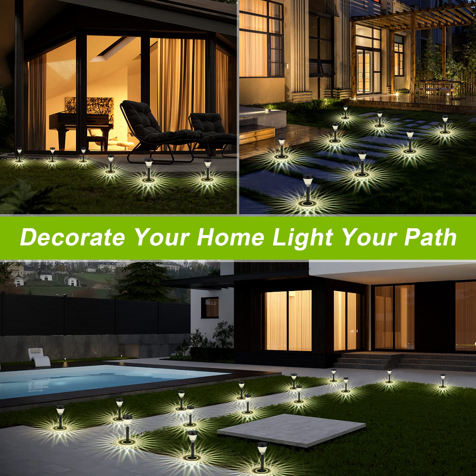 Snapklik.com : RIDALUX Solar Pathway Lights Waterproof: 8Pack Solar