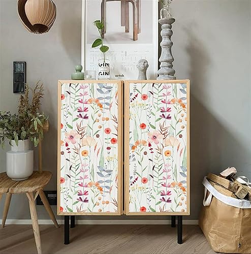 Miniatura 3 de Blooming Wall DPY81 - Papel tapiz removible de hojas frescas de acuarela con textura de flores multicolor para despegar y pegar, autoadhesivo,