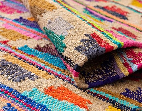 Miniatura 6 de Unique Loom Chindi Trellis Collection Southwestern, geométrico, moderno, colores brillantes (5 pies x 8 pies, rectangular, multicolor y beige)