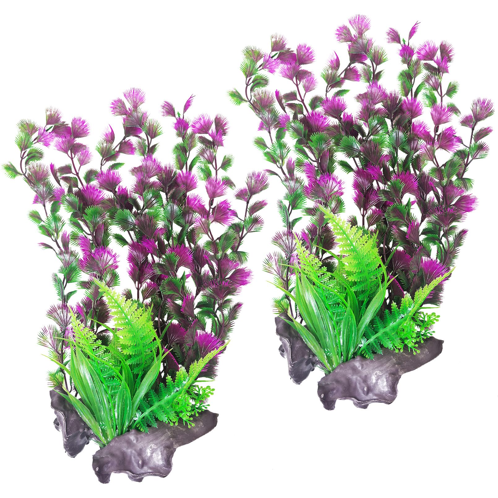 Hamiledyi Aquarium Plastic Plants Aquarium Decor Artificial Fish Tank Plants Lifelike Tall Fish Tank Decorations Aquarium Plant Suitable for Saltwater and Freshwater 15.7in 2pcs