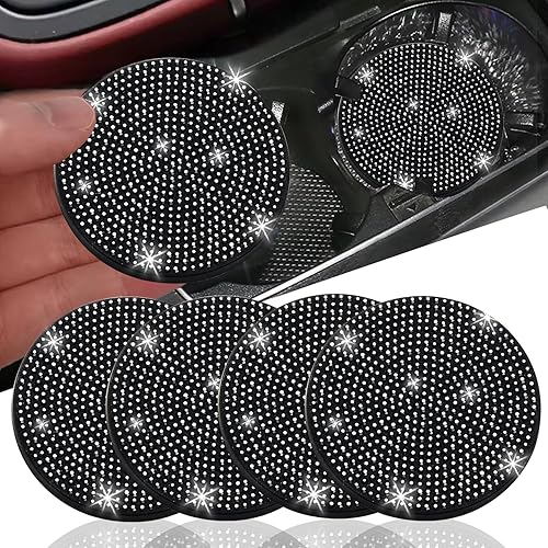 Miniatura 30 de NBTEPEM 2 posavasos de auto con diamantes de imitación, 2.75 pulgadas, antideslizantes, a prueba de golpes, universal, a la moda, para auto, con