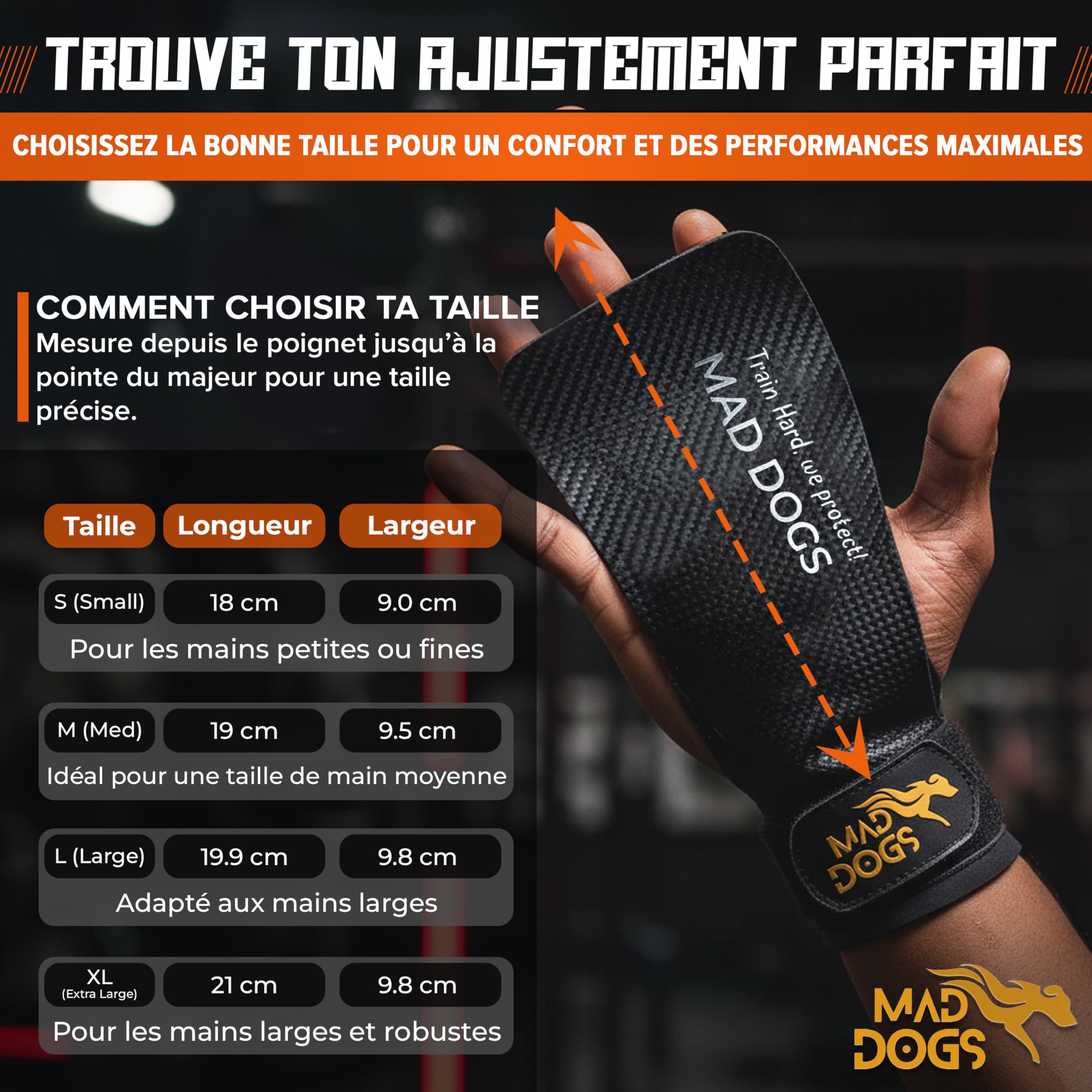 MAD DOGS Boxer pour Crossfit et Cross Training, Hand Grips avec coussin, protection et confort, design sans trous, unisexe