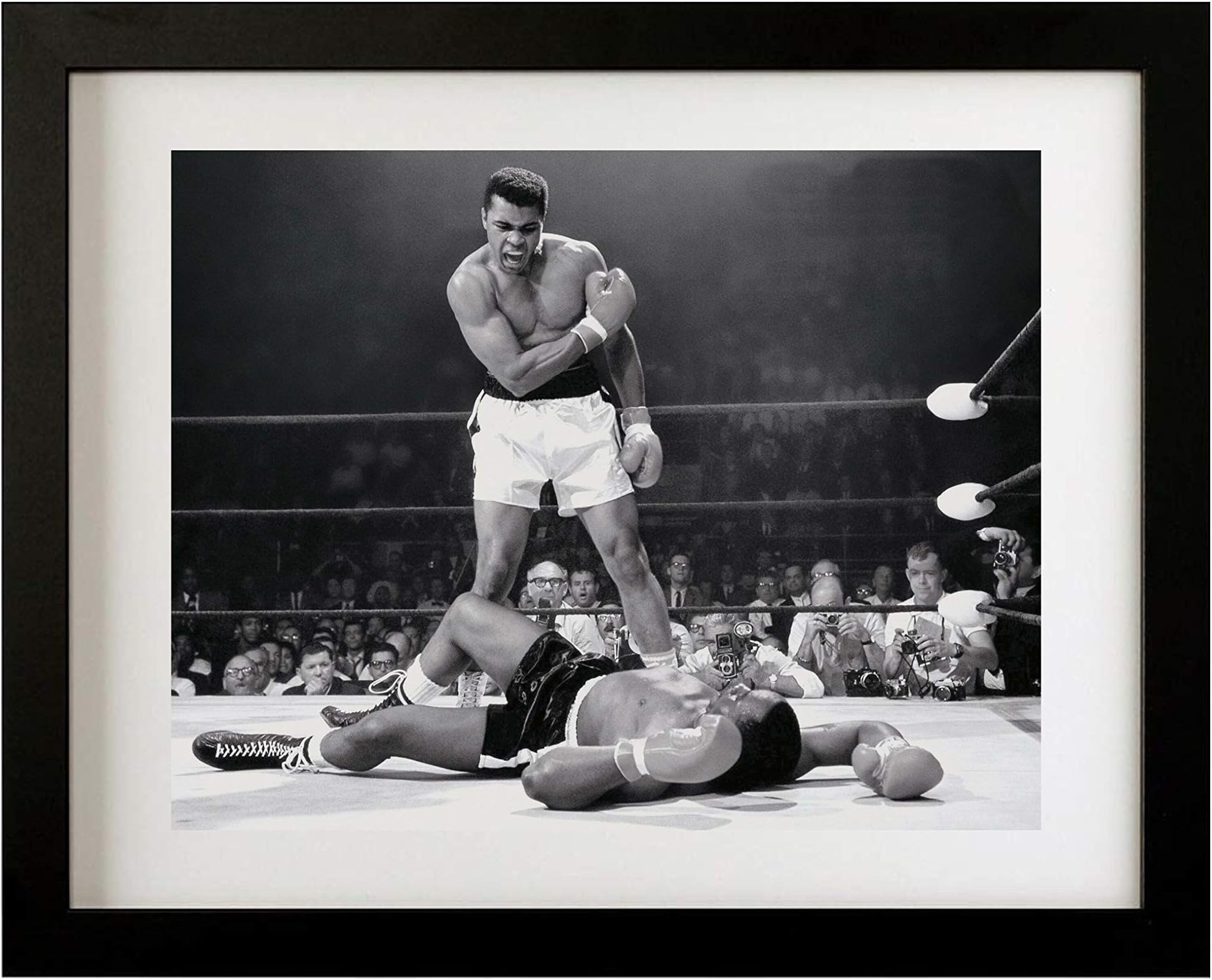framed art Muhammad Ali Framed Wall Art Decor Poster | Muhammad Ali vs. Sonny Liston Boxing Gym Art Print | Knock Out Poster for Living Room Bedroom | 20 x 16 x 20 inches