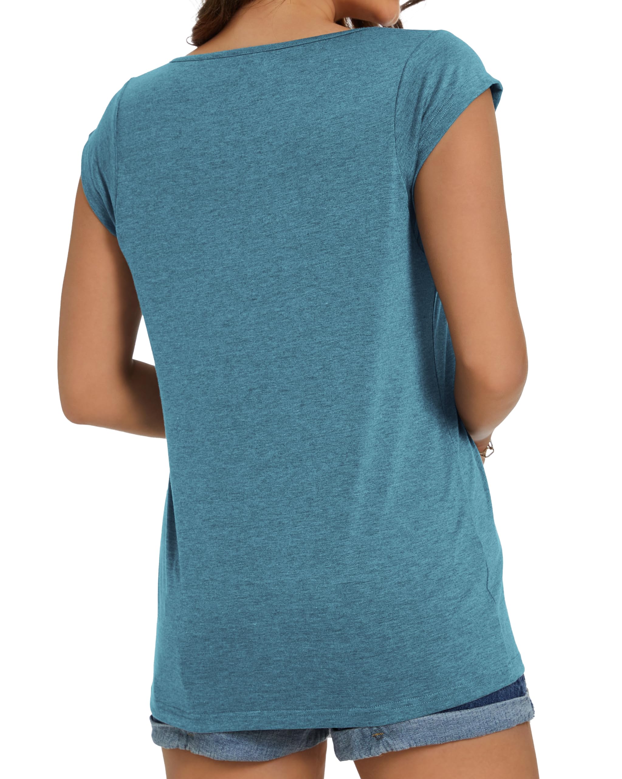 Gosunny Tunica da donna, casual, estiva, semplice, per le vacanze, colore blu, Blu, XXL