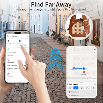 Air Tracker Tags-4 Pack, 5.3 Bluetooth Tracker Work with Apple Find My (iOS Only), 100dB Sound, Smart Tag with Keychain/Lanyard, Item Finder for Luggage/Key/Suitcase, Replaceable Battery, White