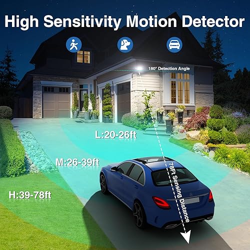 Miniatura 5 de Luces con sensor de movimiento de 150 W para exteriores, luces de inundación LED de 15000 lm para exteriores con cable del atardecer al amanecer,