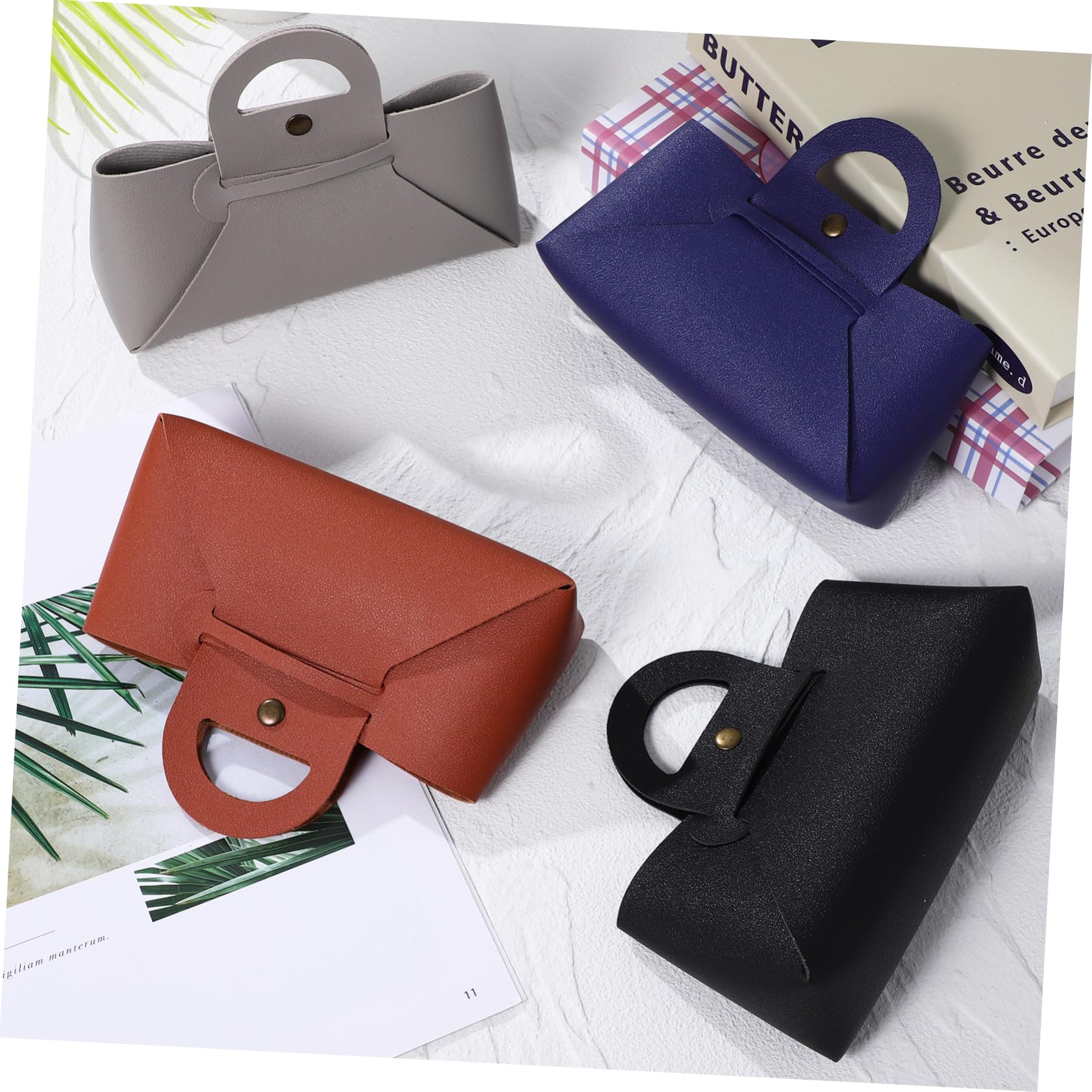 Set da 4 Borsa per Occhiali da Sole in Pu Resistente All'acqua e Leggera con Manico, Custodia Occhiali da Viaggio Raffinata per Atmosfera Estiva e Attività Outdoor