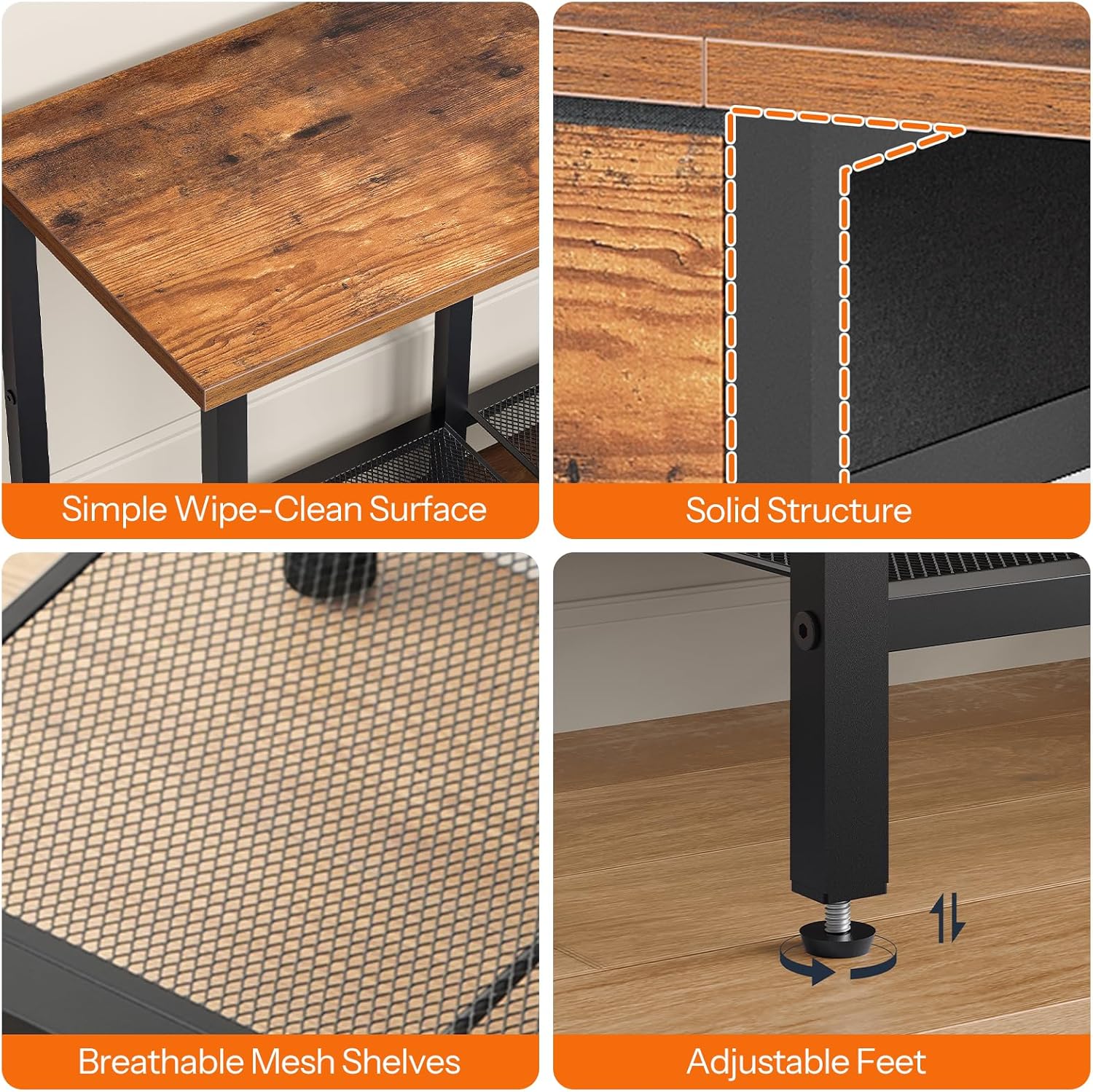 HOOBRO TV Stand for TVs up to 55 Inch, Entertainment Center with Fabric Drawer & Open Shelves, Industrial TV Media Console Table with Storage, for Living Room, Bedroom, Rustic Brown BF125DS01