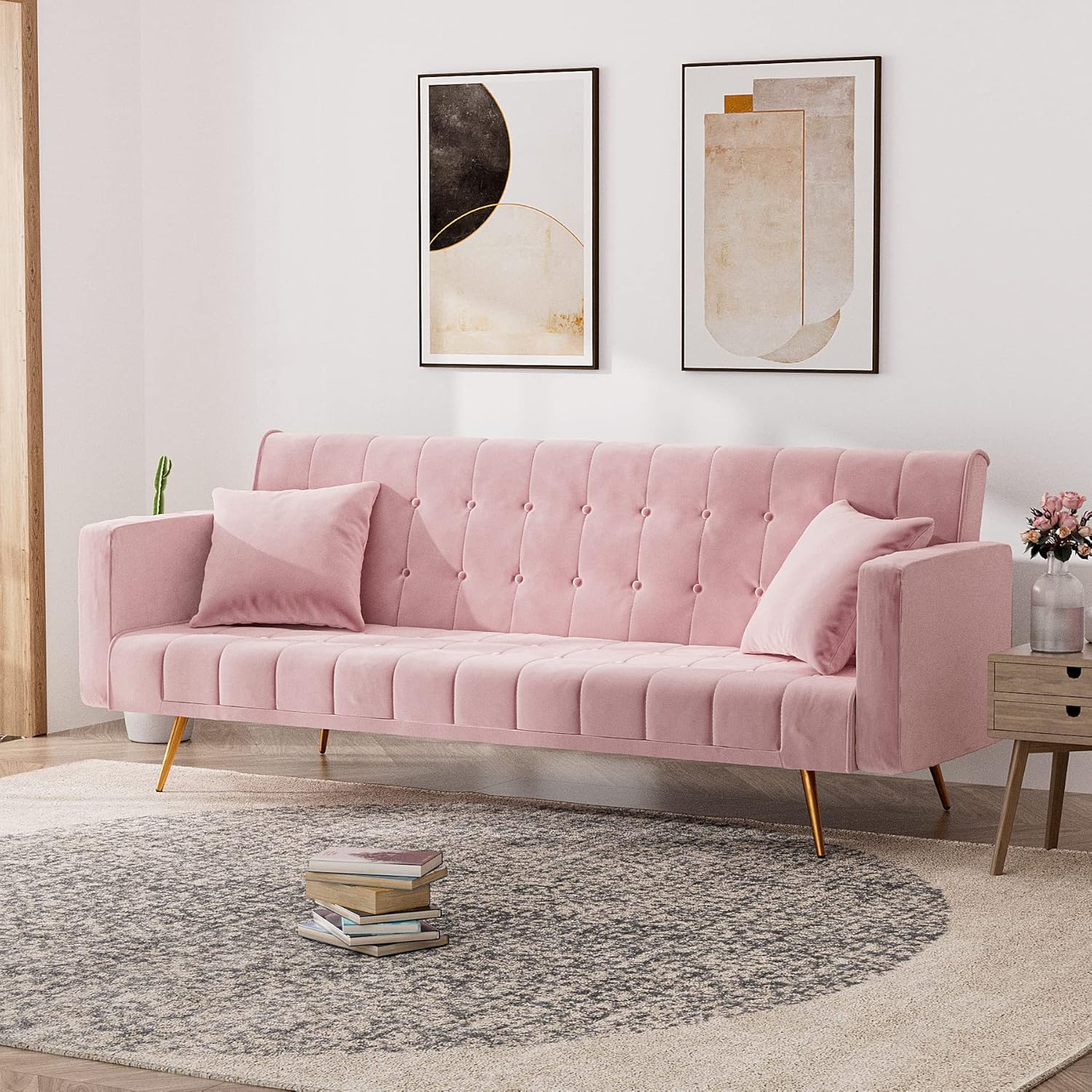 OUYESSIR Velvet Futon Sofa Bed, Convertible Sofa Bed Ghana Ubuy