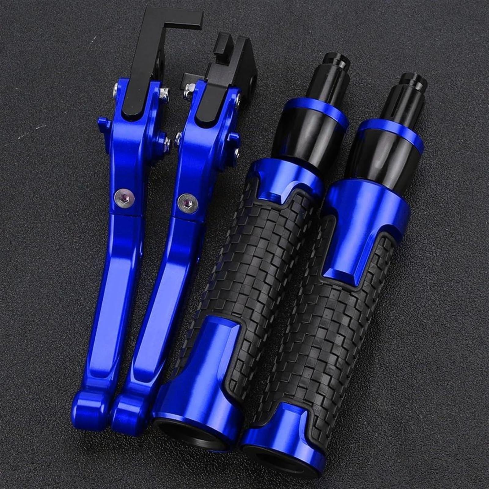 Empuñadura de motocicleta Yamaha FZ6 azul con palancas de freno y embrague