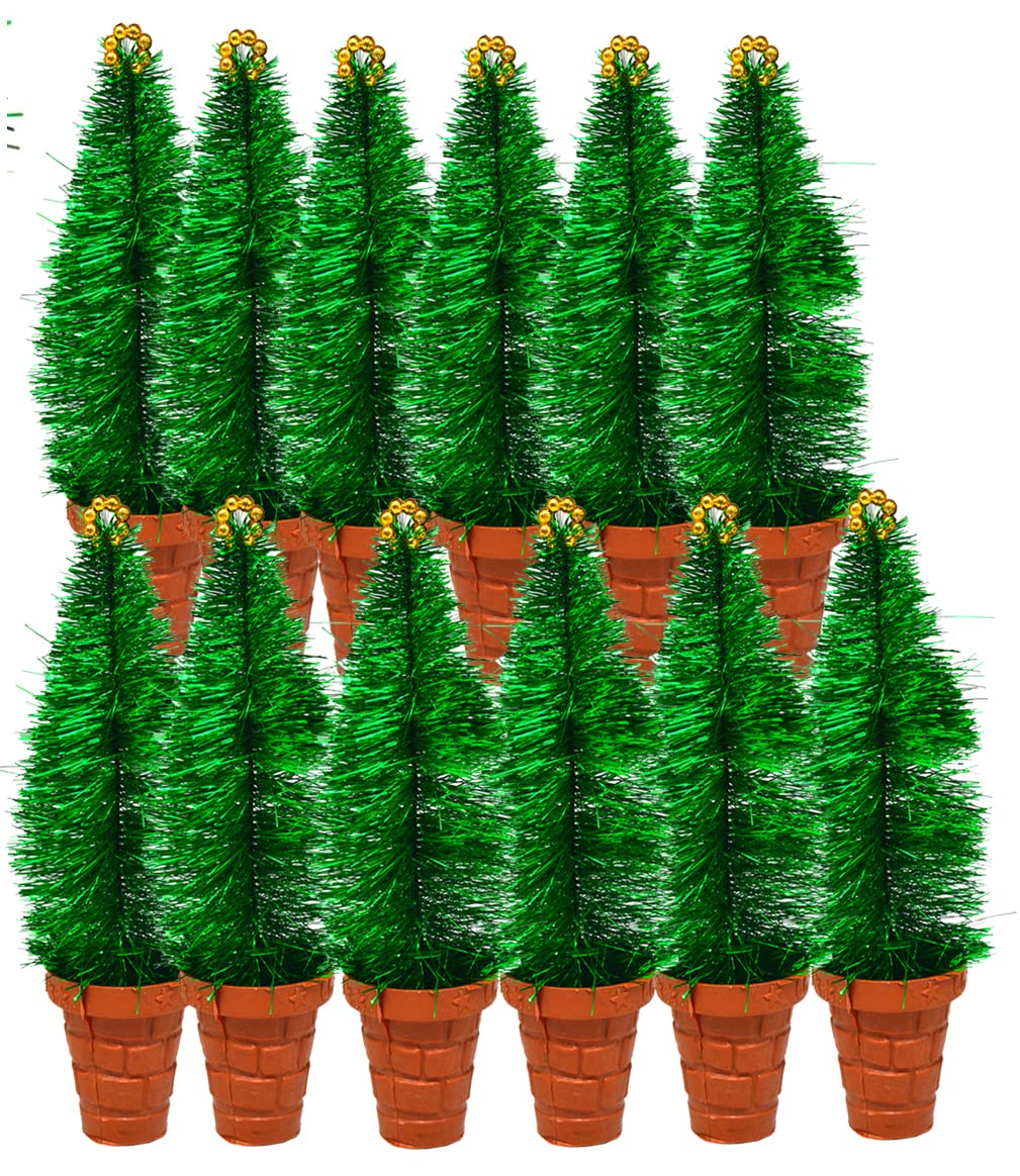 ME & YOU Christmas Tree Miniature, Christmas D?cor Item, Christmas Small Tree for Living Room, Office Table ( Pack of 12 )