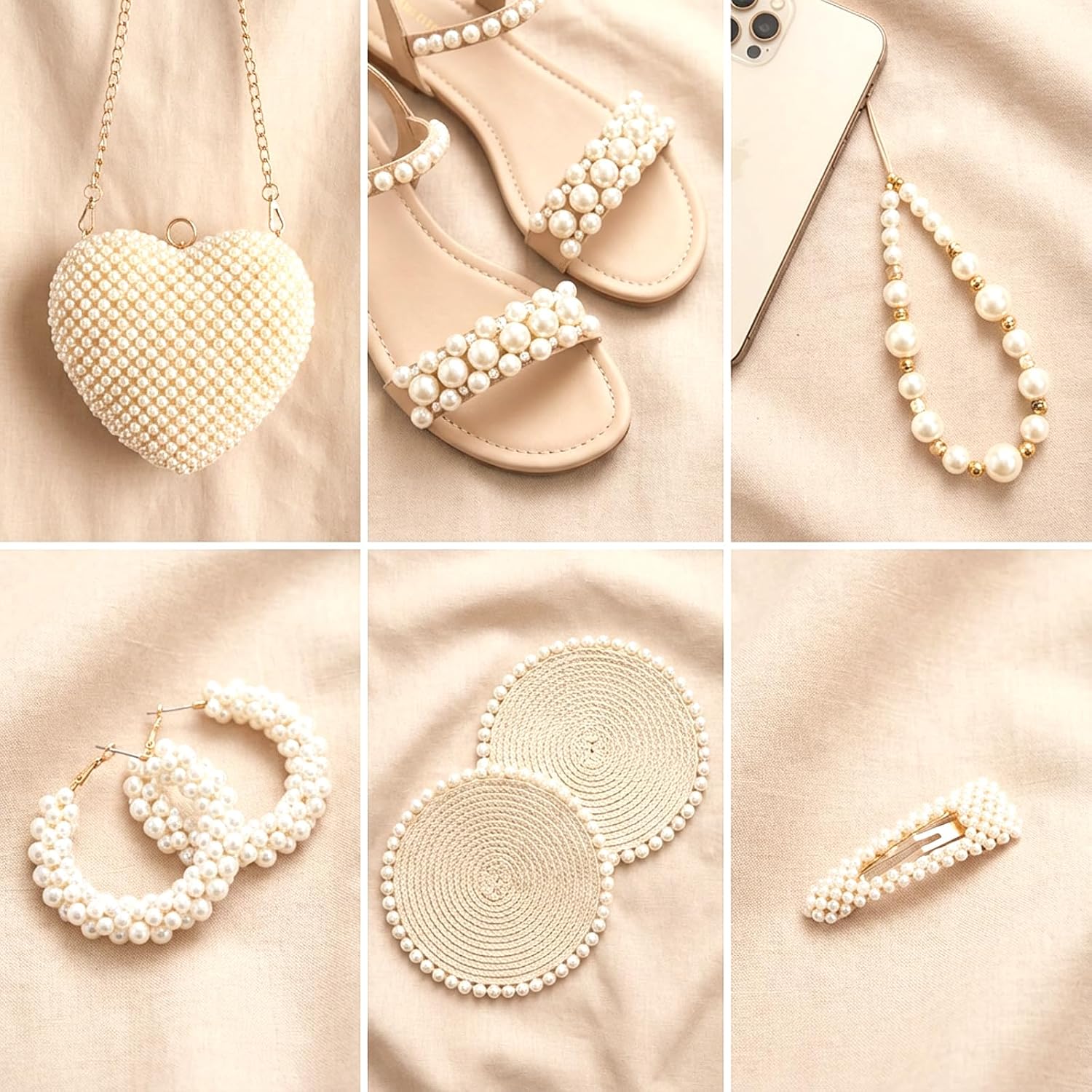990Pcs Flat Back Pearls, Self-Adhesive Pearl Stickers, Pearl Hair Stickers for Craft Hair Face Makeup Nail Cell Phone Scrapbooking Decor, 4 Size (3mm/4mm/5mm/6mm, White)
