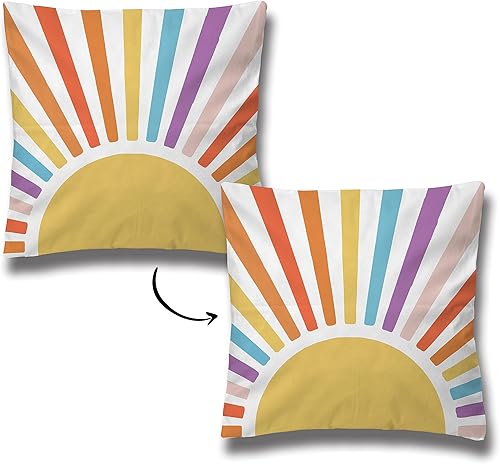 Fundas de almohada decorativas de 18 x 18 pulgadas, suaves, reversibles, estilo bohemio, sol, decoración del hogar para sofá sala de estar -A28