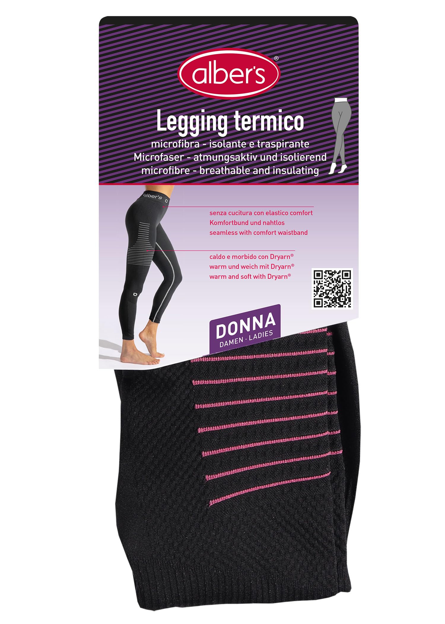 alber's - Legging Thermique pour Femme, Compression Légère, Microfibre Thermorégulatrice