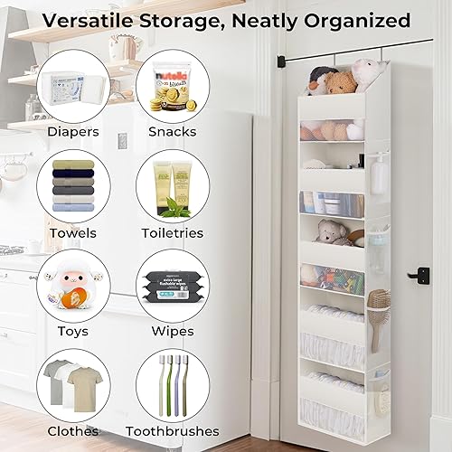 Miniatura 3 de GRANNY SAYS Paquete de 2 organizadores de 5 estantes sobre la puerta, organizador de puerta colgante con 5 bolsillos de gran capacidad y 8 bolsillos