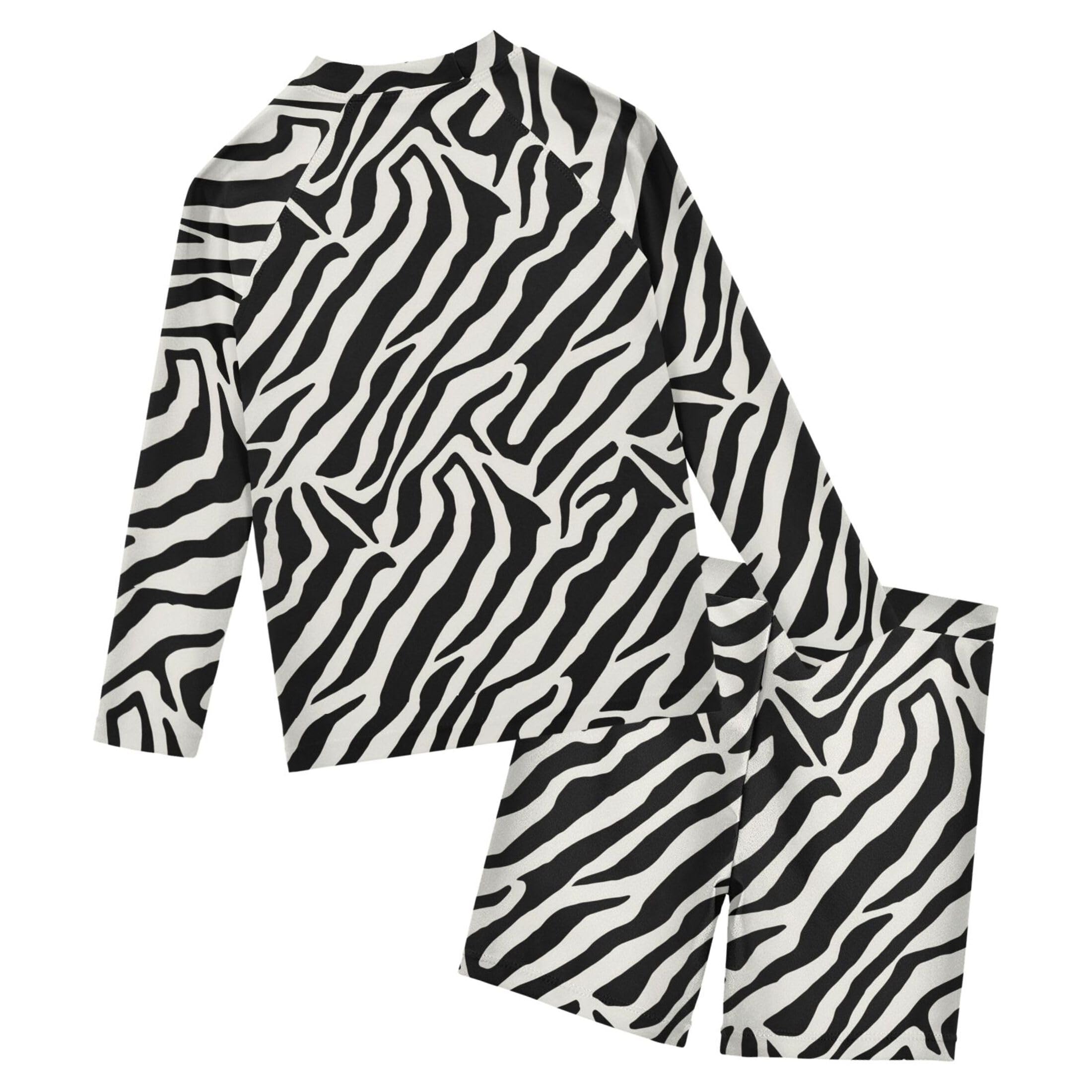 Zebra Stripes Baby Boys' Toddler Long Sleeved Rashguard Swim Bathing Suit Set B0404696