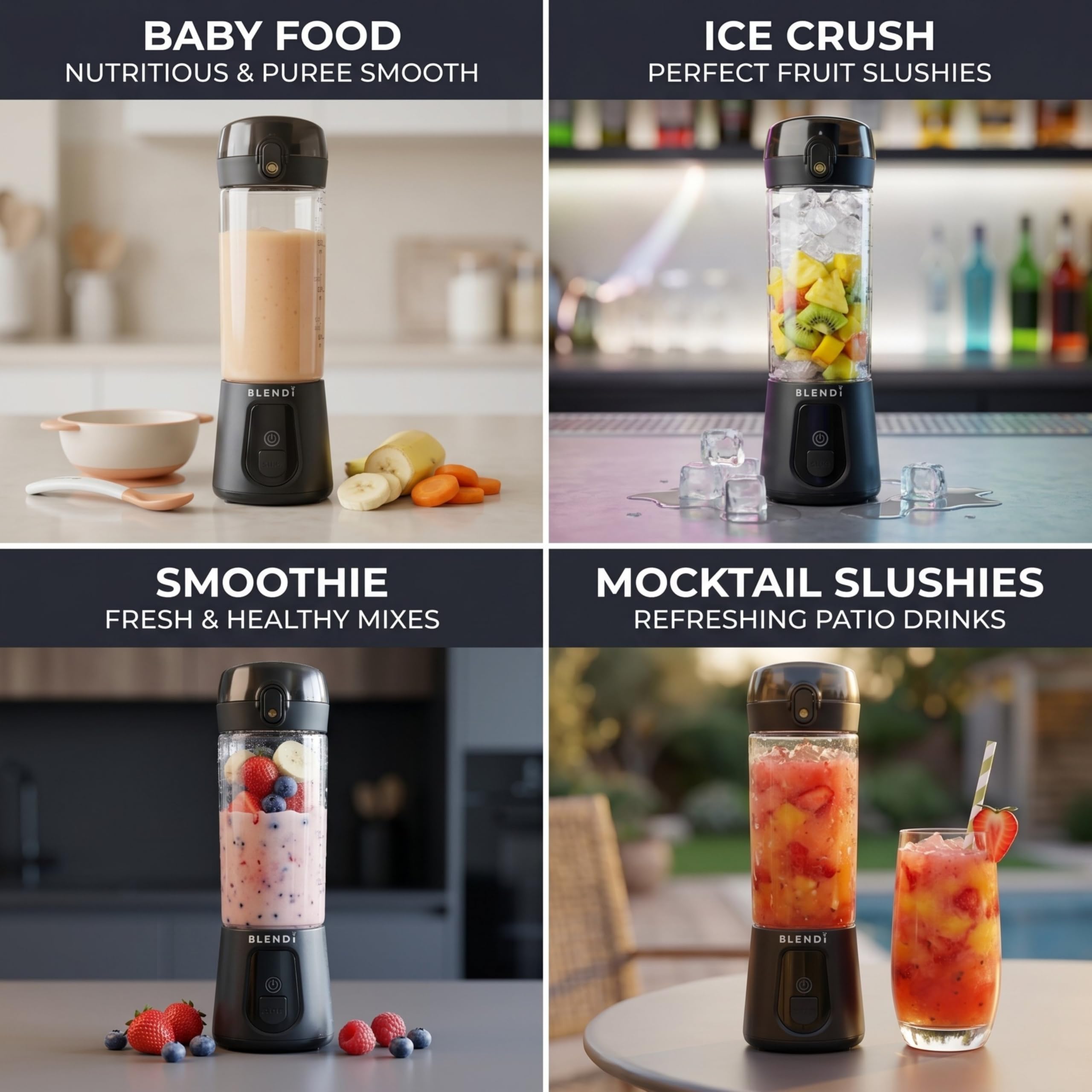 BLENDi Pro+ Mélangeur portable (500 ml, noir) – Moteur de 120 W amélioré, rechargeable par USB-C, mixeur personnel sans fil pour smoothies et milkshakes – Sans BPA, autonettoyant, facile à transporter