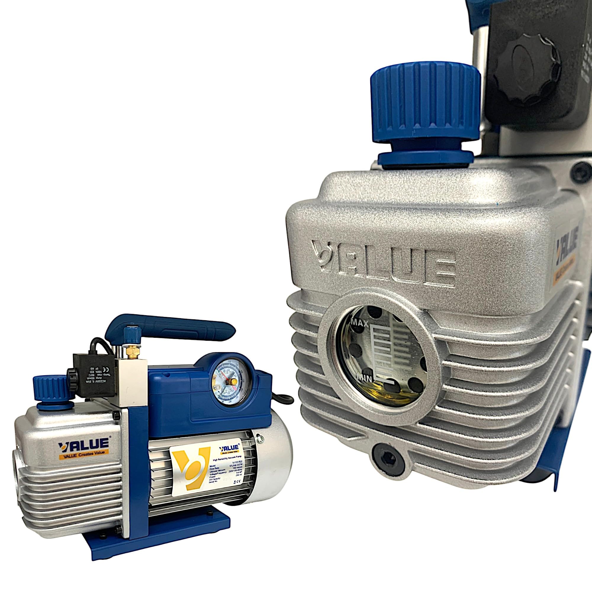 Pompa a Vuoto 51 Lt/min 1/4 HP R32 R410A R407C R134A Pompa per Vuoto con Elettrovalvola e Vacuometro con Olio incluso