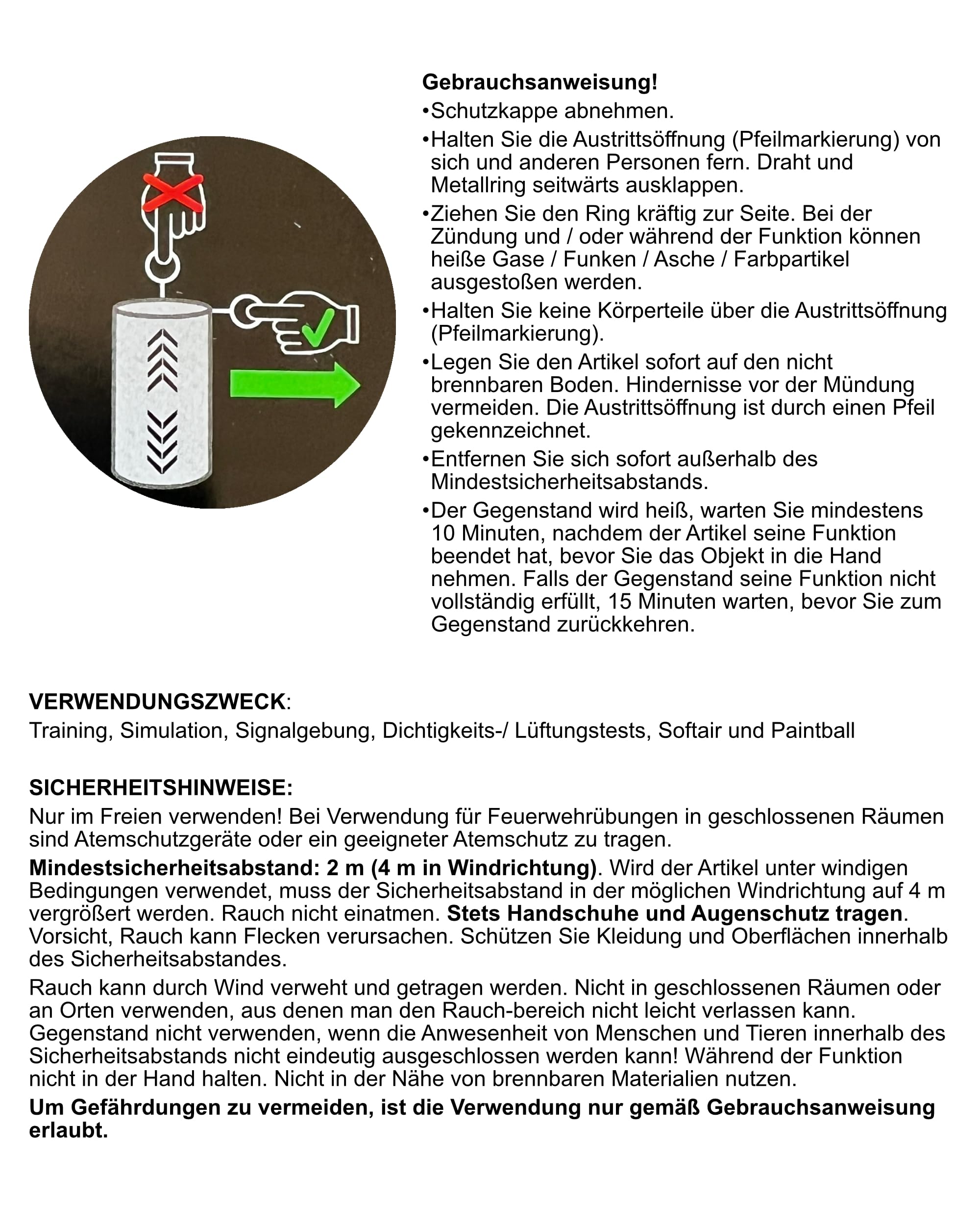 Rauchkörper Smoke Grenades 80 Sekunden im 5er Pack in Rot Blau Gelb Grün Orange Lila Grau Weiß von NICO Europe mit Anhänger (Weiß)