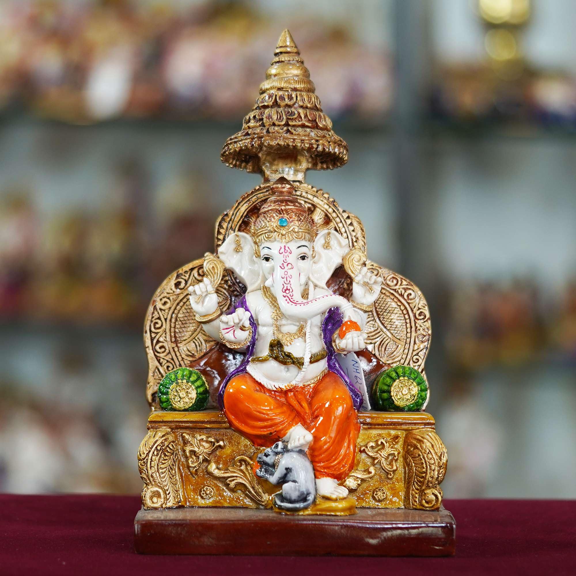 Diya Elegance Hub Marble Handmade Ganesh Ji Idol for Home Décor Decorations for Living Room Handcrafted Showpiece for Décor(10 INCHES HEIGHT), Medium, White