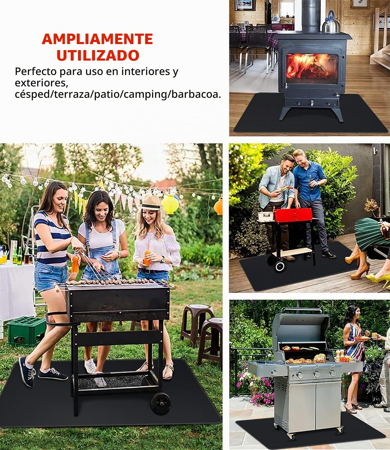 Alfombrilla Grande para Debajo de la Parrilla de 152 x 101 cm para carbón al Aire Libre, Fumadores, Parrillas de Gas, Alfombrillas Protectoras para terraza y Patio, Almohadillas ignífugas