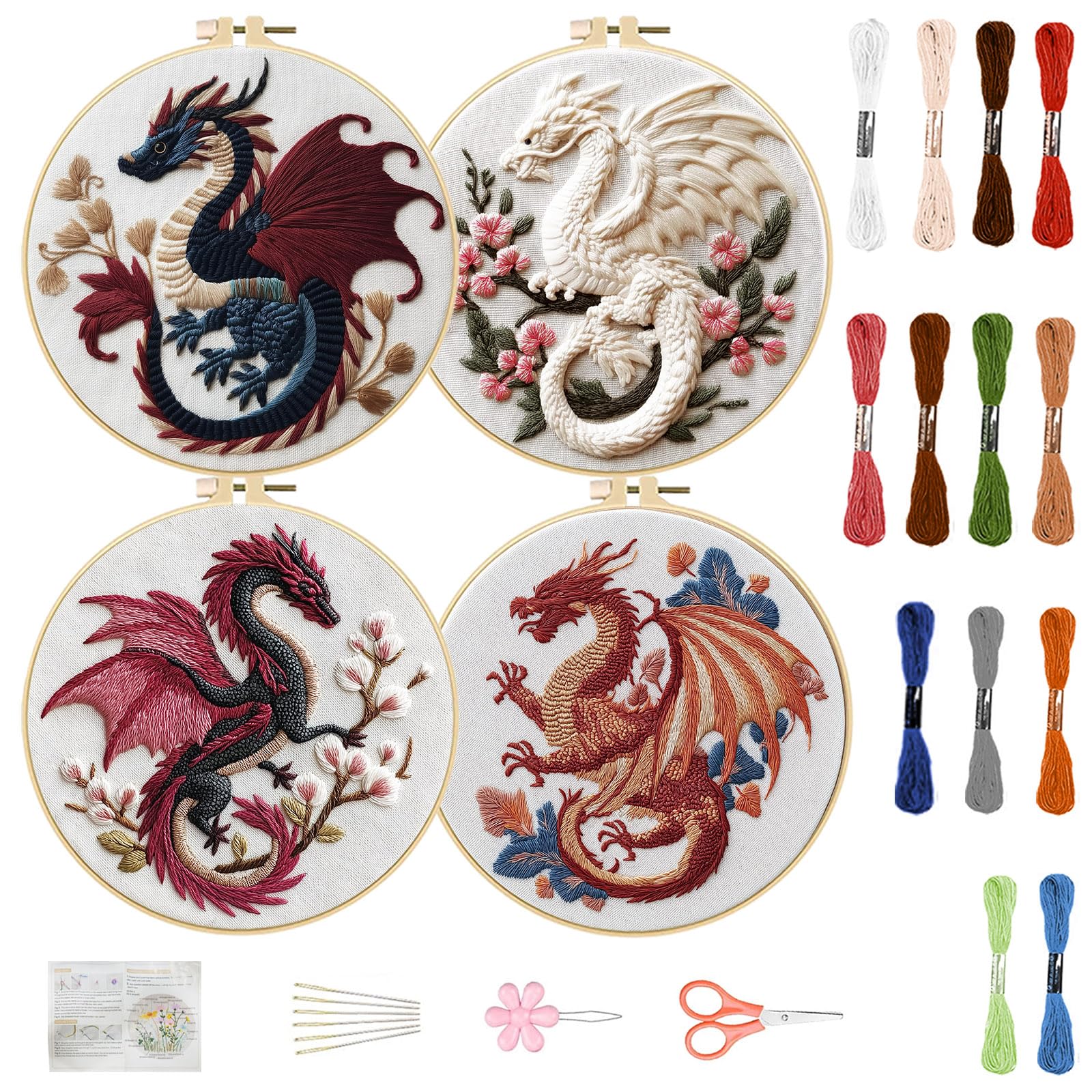 Beginner Embroidery Kit - Dragon Patterns -1