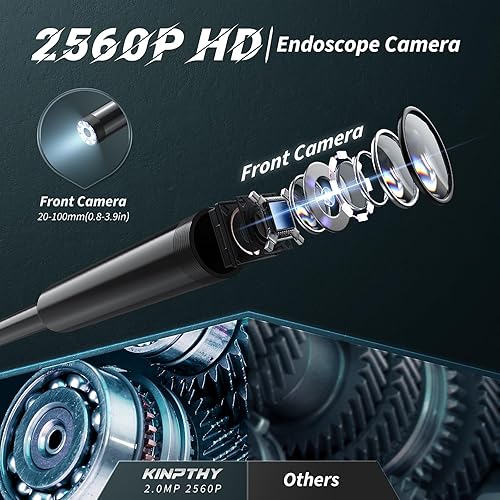 Miniatura 3 de Cámara endoscopio con luz, cámara de inspección WiFi para iOS 9.0+ y Android 4.4+, 1280P HD multiesceno uso boroscopio, cámara serpiente con IP67