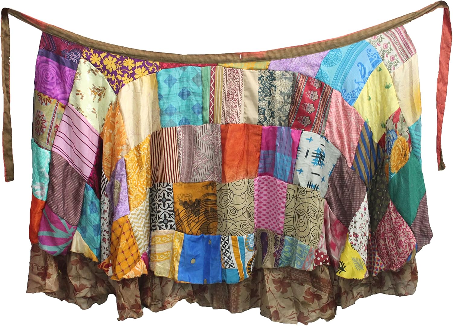 Sari Silk Vintage Patchwork Wraparound Long Skirt - Embrace Timeless Elegance with This Stunning Ethnic Fashion Piece, Perfect for Any Occasion or Casual Outing! Multi - Image 3