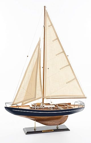 Miniatura 7 de SAILINGSTORY - Modelo de velero de madera, decoración de barco, barco, velero, decoración, modelo de yate, Concordia, acabado antiguo, marfil