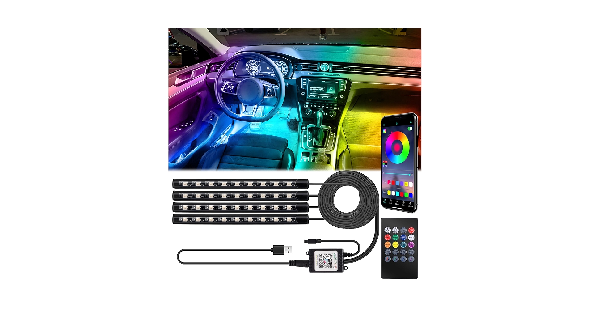 Ambient Lighting Car Livtee Smart Led Car Lights Interior With Usb Port Led Strip Fiber Optic Lights Wireless App Control Sync To Music Car Accessories Gifts For Women Men Car Ambient Lighting