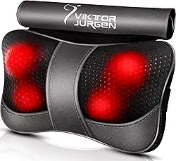 VIKTOR JURGEN Massageador de costas para pescoço, ombro e pé, almofada de massagem shiatsu com calor, presentes de relaxamento para mulheres/homens/pai/mãe/Natal/dia das mães/dia dos pais/dia dos