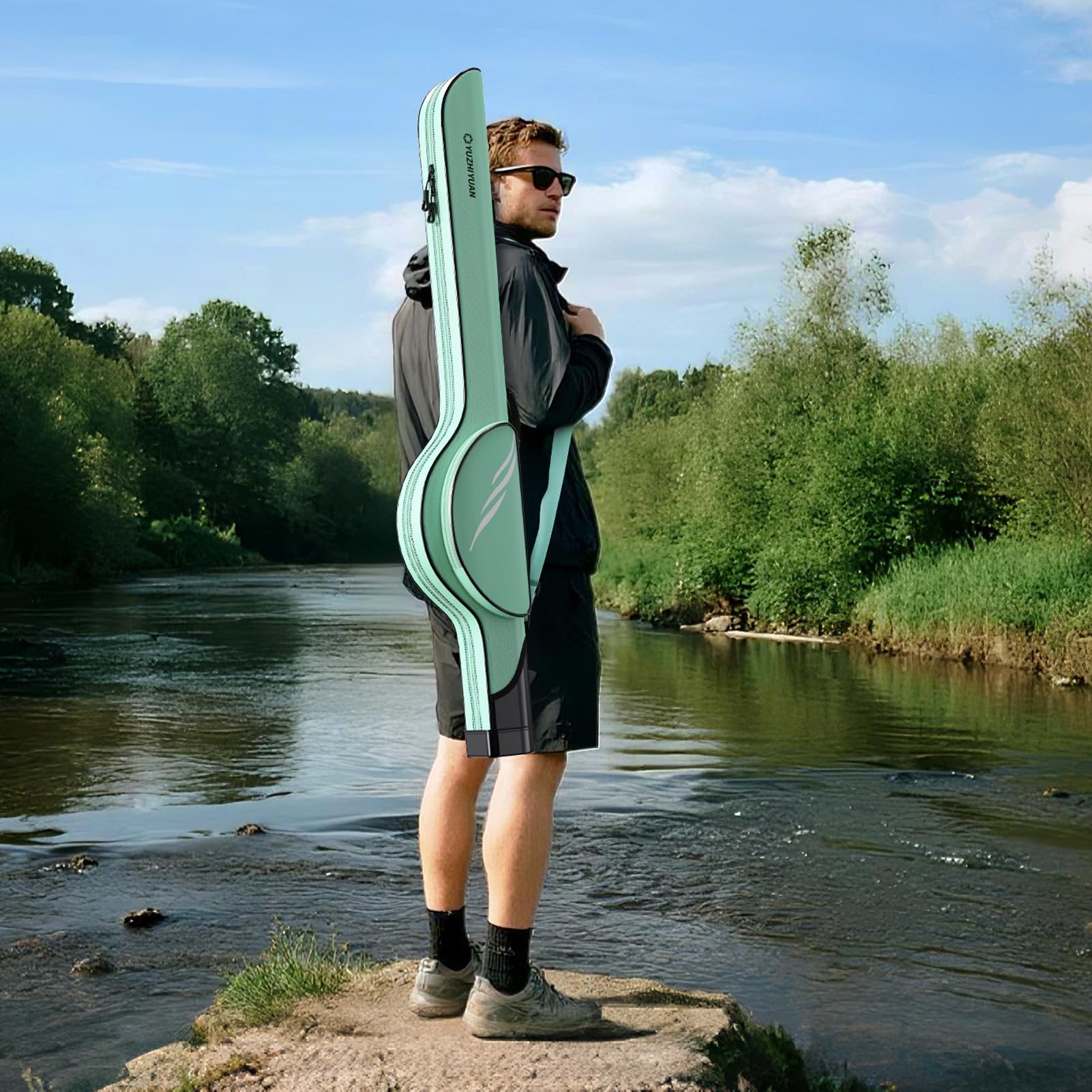Sac de canne à pêche léger, grande capacité, résistant à l'eau, portable, moulinet, design convivial pour la pêche à la ligne