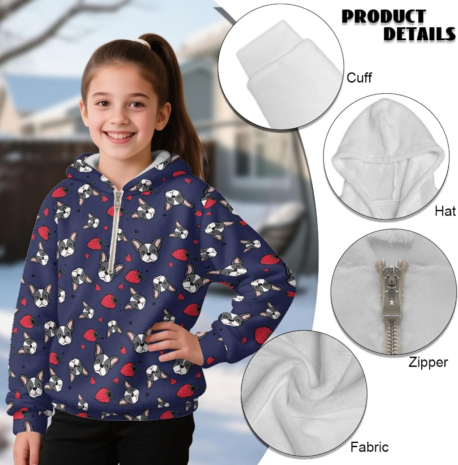 Hawapod Girl's Zip Up Hoodie Graphic Daily Fashion Pullover Sweatshirt Outdoor Long Sleeves Half Zip Sweatshirts For Girl