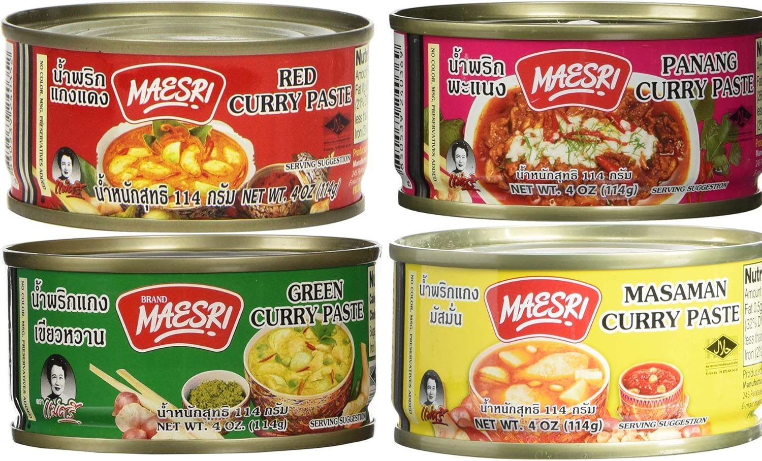 Maesri Thai Curry Paste Taster Pack 1 x Red Curry Paste, 1 x Green