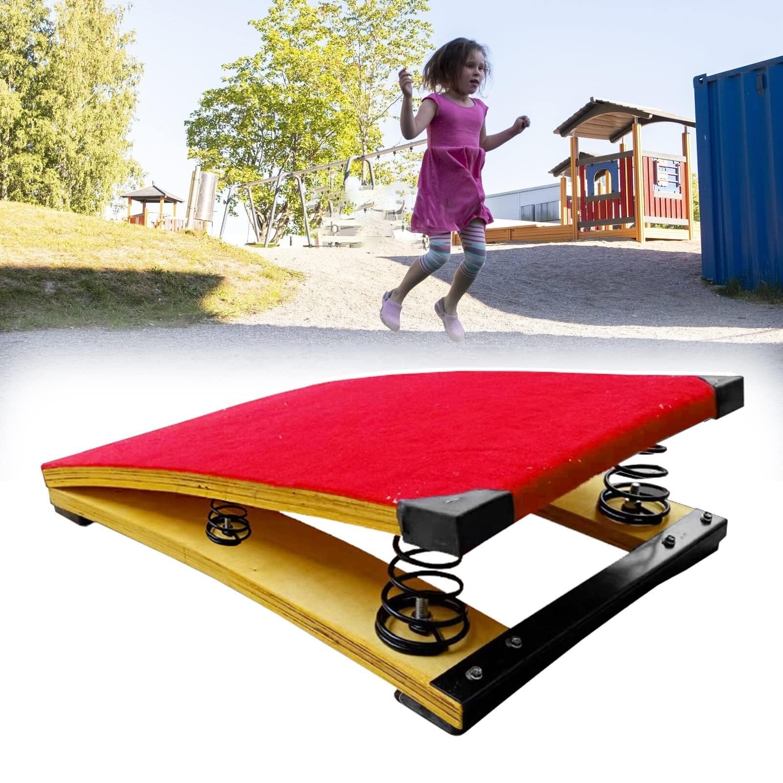Niños pequeños: Equipo de Salto de Madera Dura for el hogar(4 Steel Springs)