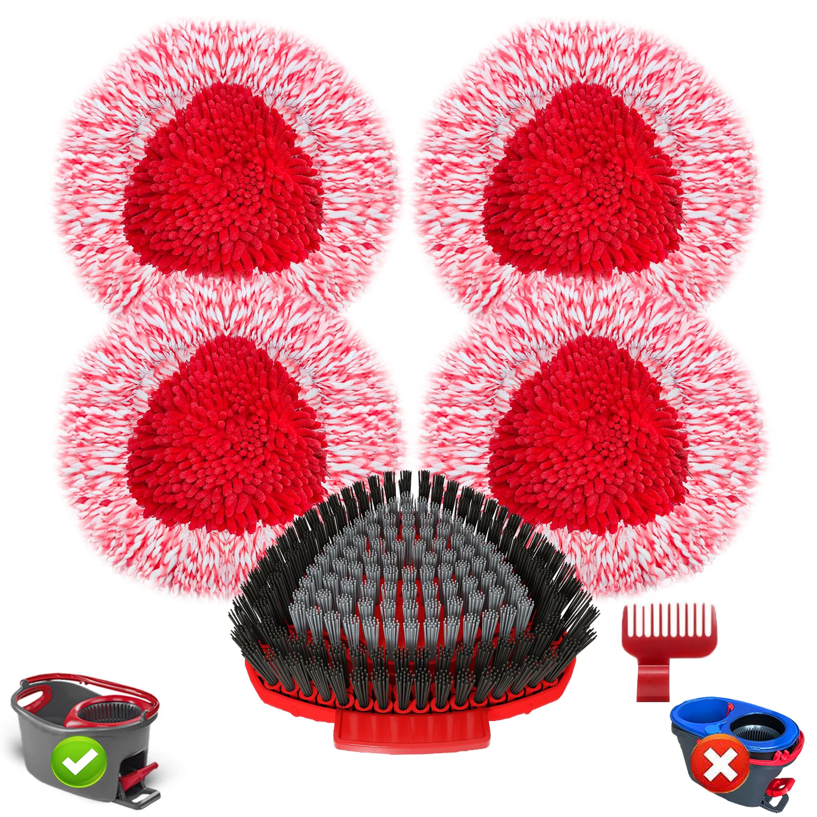 Spin Mop Microfibre Head Refill & Brush Replacement for Vileda Turbo System