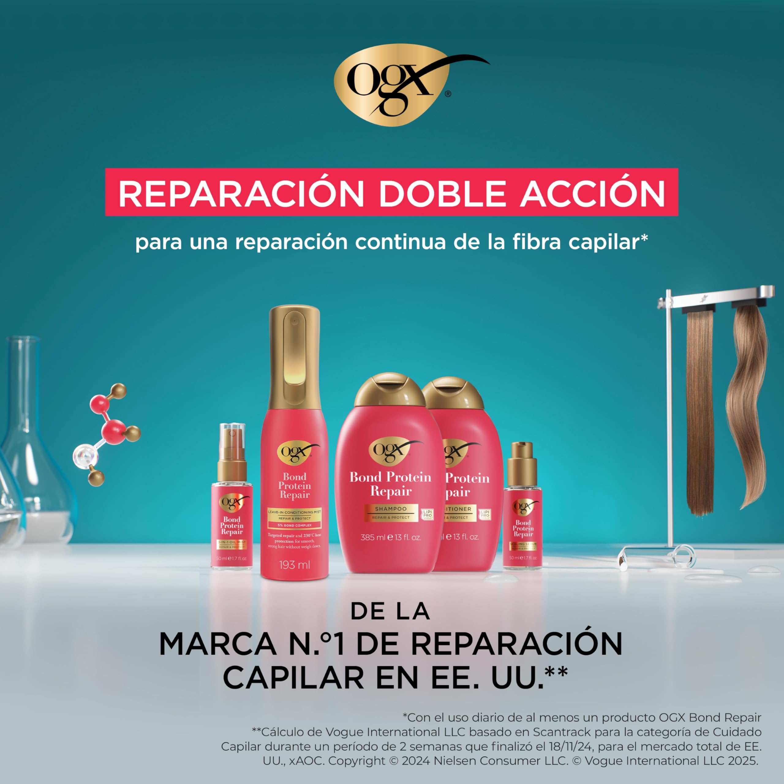 OGX Bond Protein Repair Leave in Conditioner Mist 193 ml protector térmico 230°C cabello seco dañado